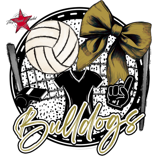 Bulldogs Circle Volleyball Design-Gold