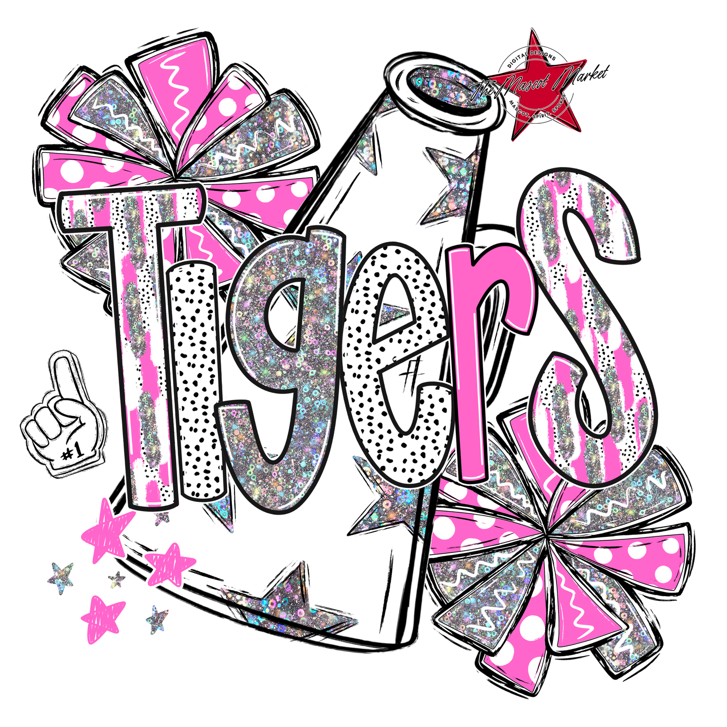 Tigers Cheer Megaphone Scrape-Baby Pink