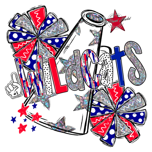 Wildcats Cheer Megaphone Scrape-Blue-Red