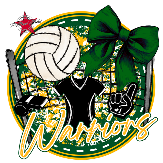 Warriors Circle Volleyball Design-Green-Yellow