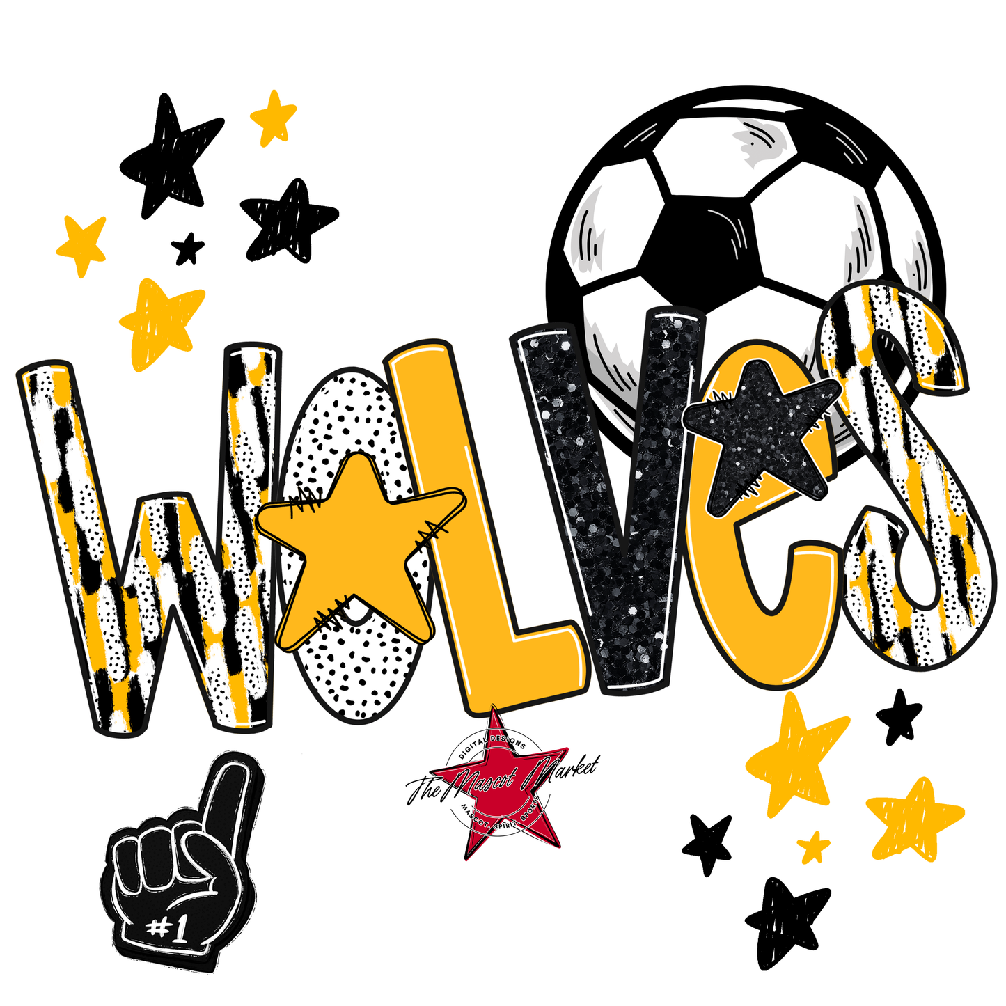 Wolves Soccer Scrape-Yellow