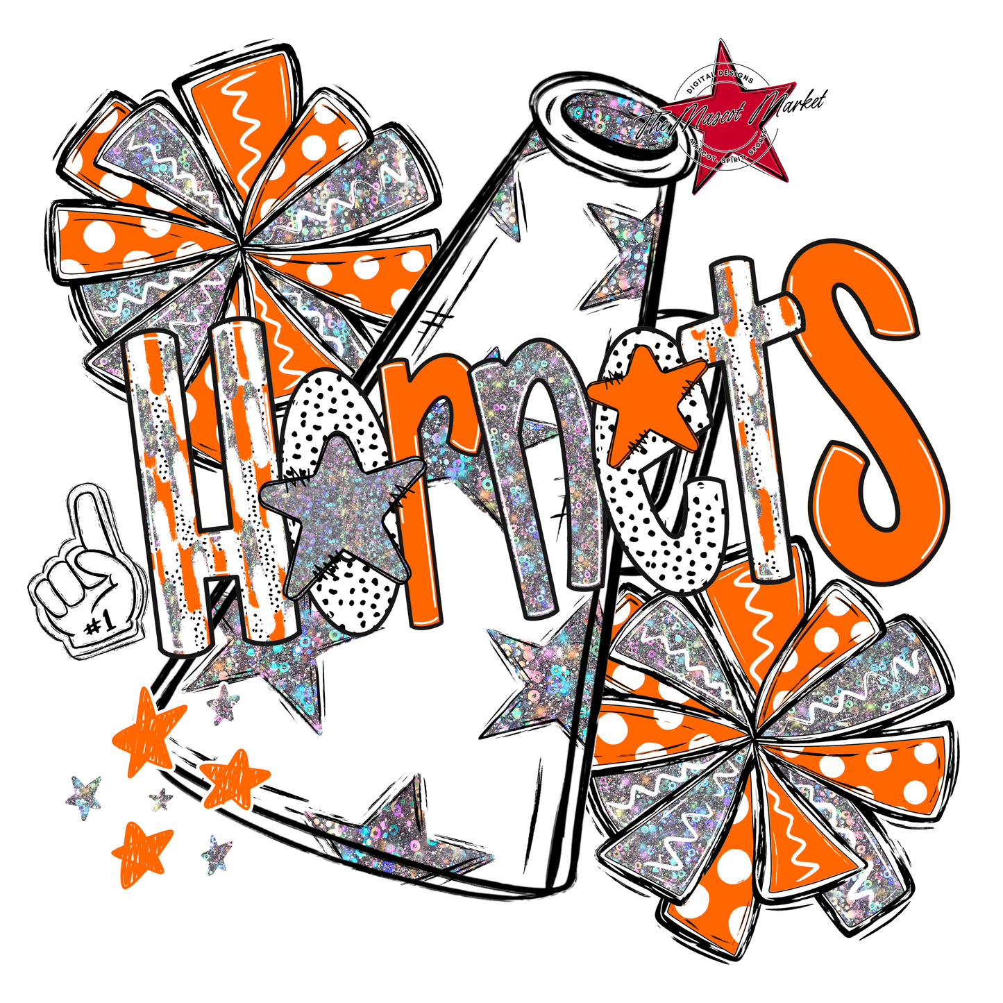 Hornets Cheer Megaphone Scrape-Orange