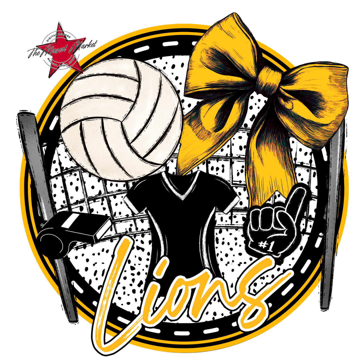Lions Circle Volleyball Design-Yellow