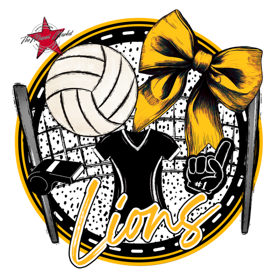 Lions Circle Volleyball Design-Yellow
