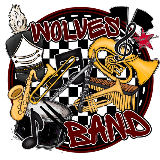 Wolves Circle Band Design-Maroon