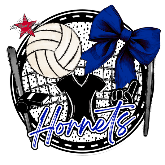 Hornets Circle Volleyball Design-Blue
