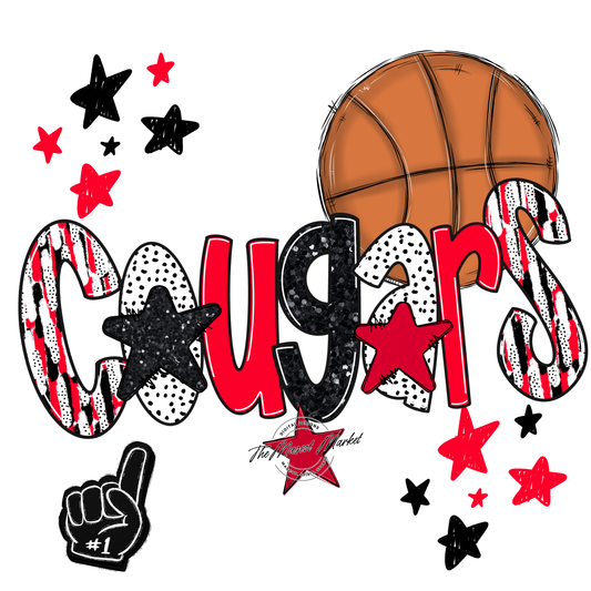 Cougars Basketball Scrape-Red