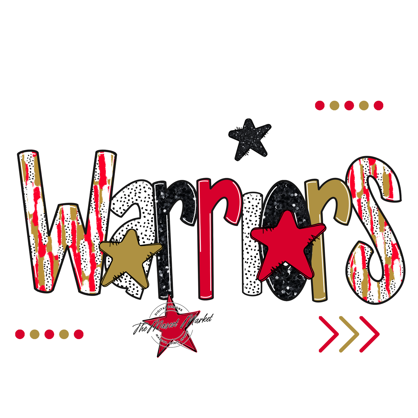 Warriors Brushstroke Alpha w Arrows-Red-Gold