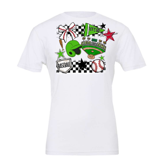 Baseball Checkers Spirit Design-Bright Green