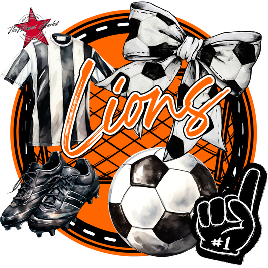 Lions Circle Soccer Design-Orange
