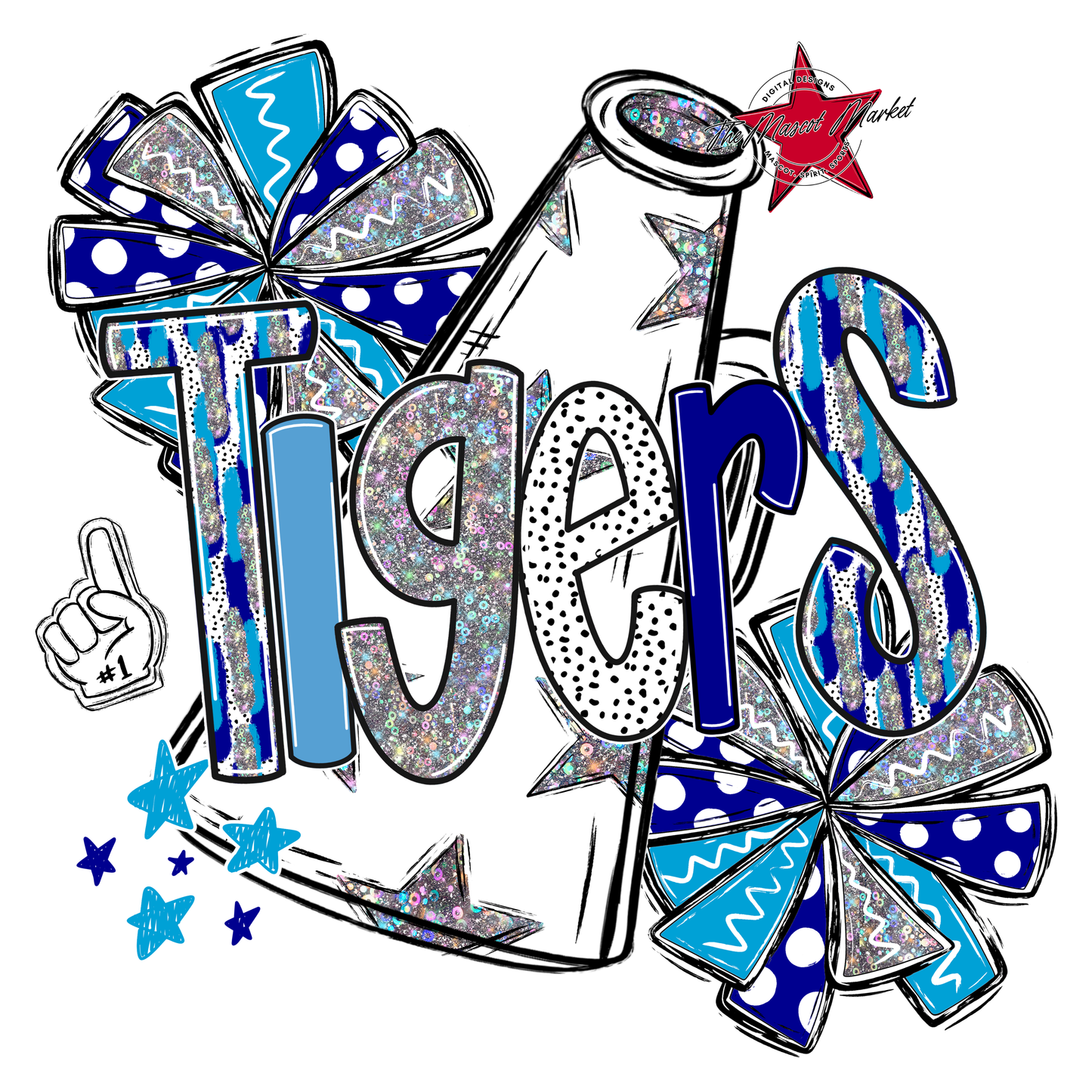 Tigers Cheer Megaphone Scrape-Blue-Carolina Blue