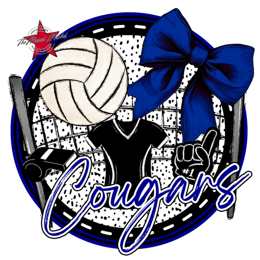 Cougars Circle Volleyball Design-Blue