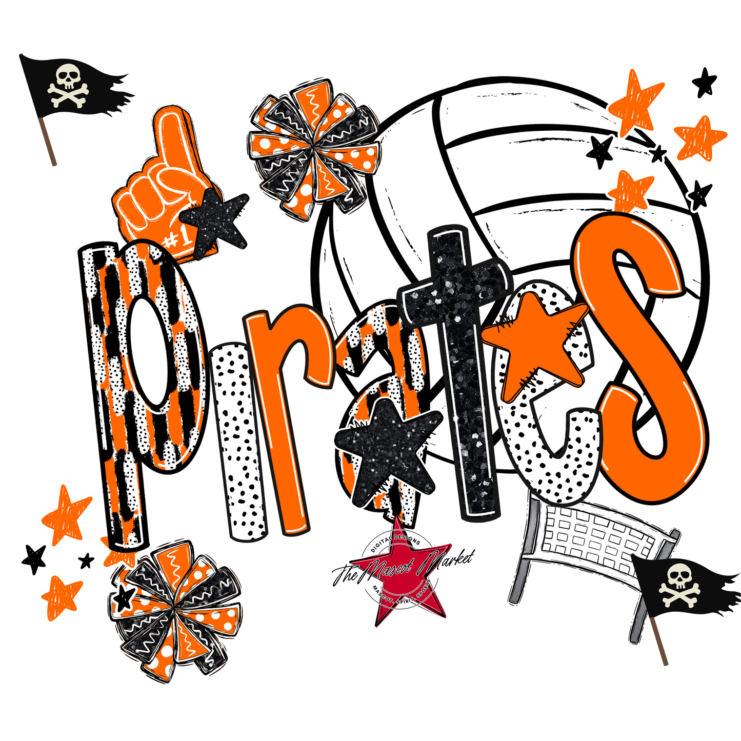 Pirates Volleyball Scrape-Orange