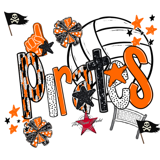 Pirates Volleyball Scrape-Orange