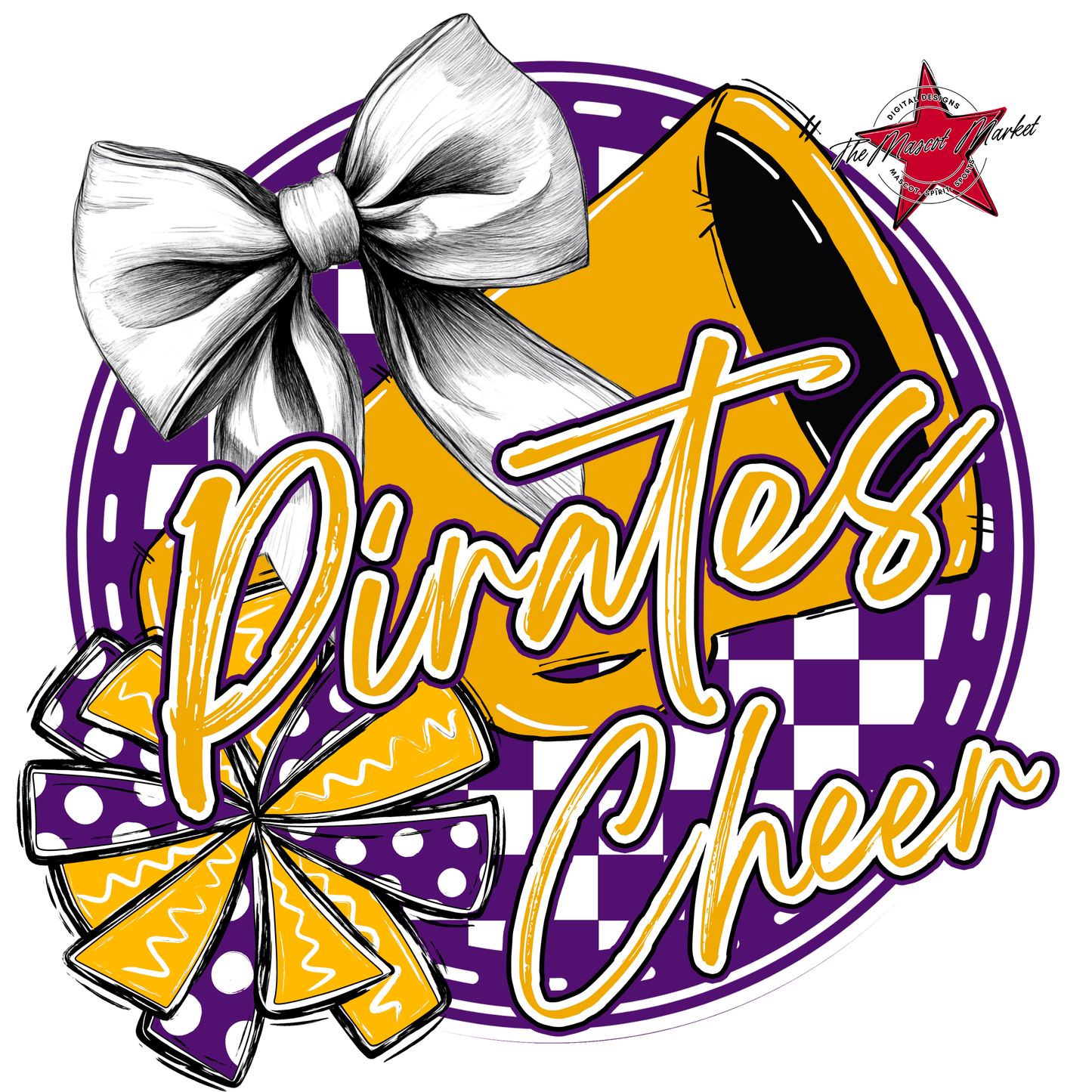 Pirates Circle Cheer Design-Purple-Yellow
