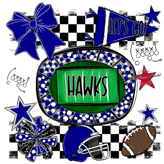 Hawks Checkers Spirit Design-Blue