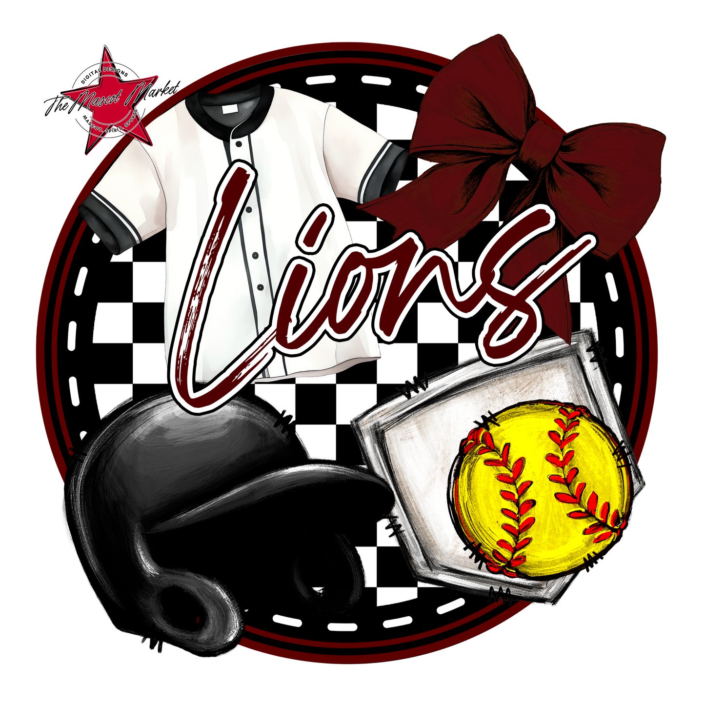 Lions Circle Softball Design-Maroon