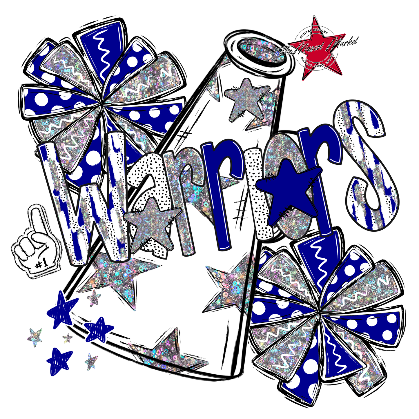 Warriors Cheer Megaphone Scrape-Blue