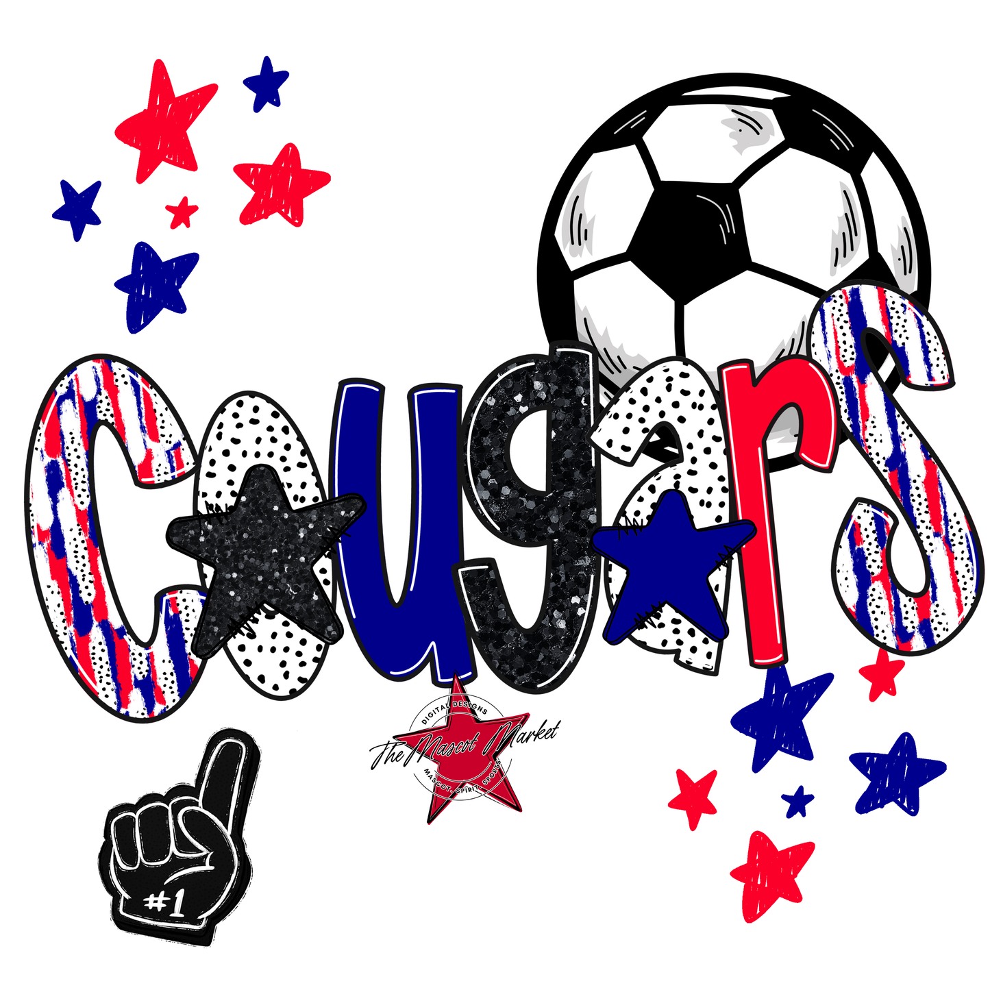 Cougars Soccer Scrape-Blue-Red