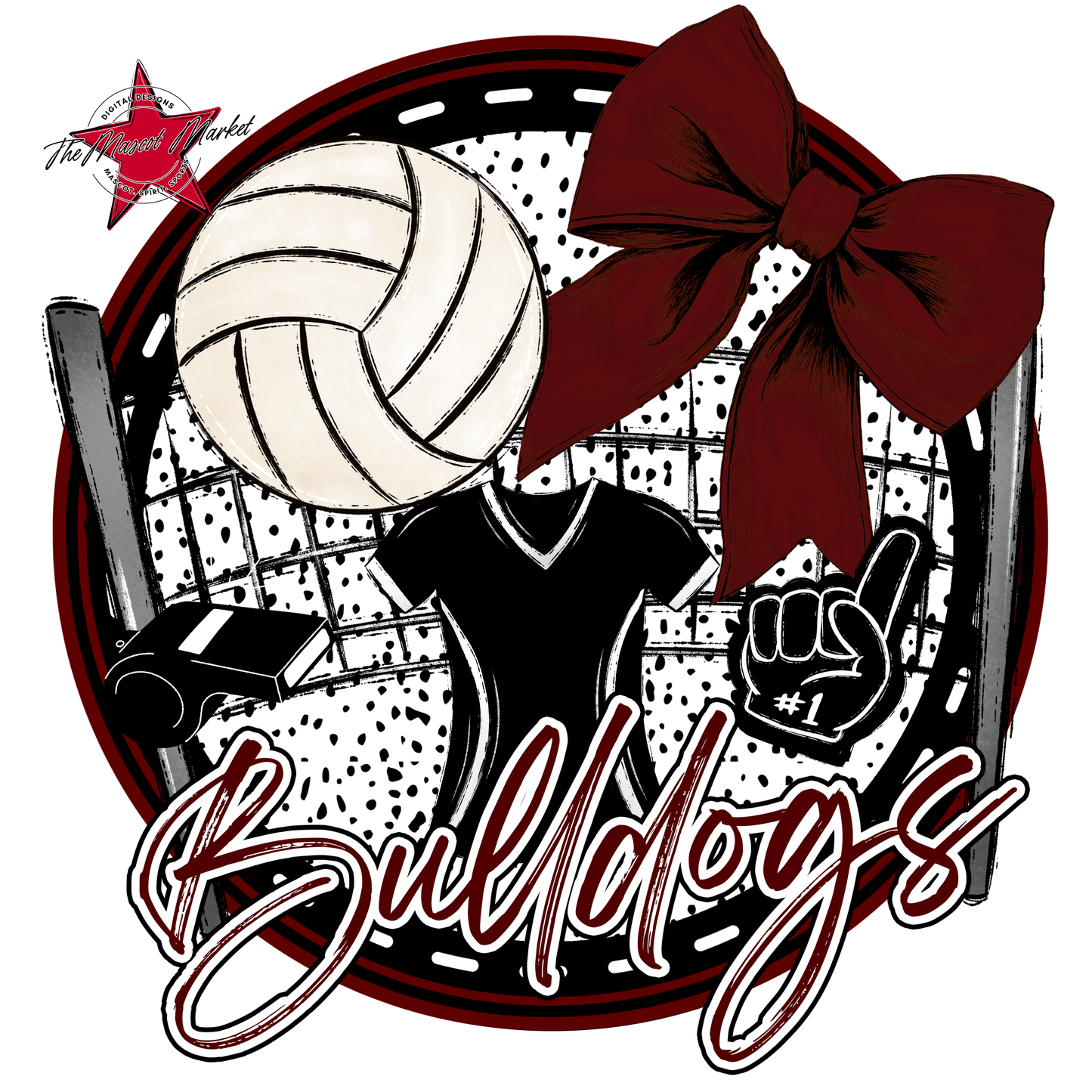 Bulldogs Circle Volleyball Design-Maroon
