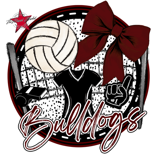 Bulldogs Circle Volleyball Design-Maroon