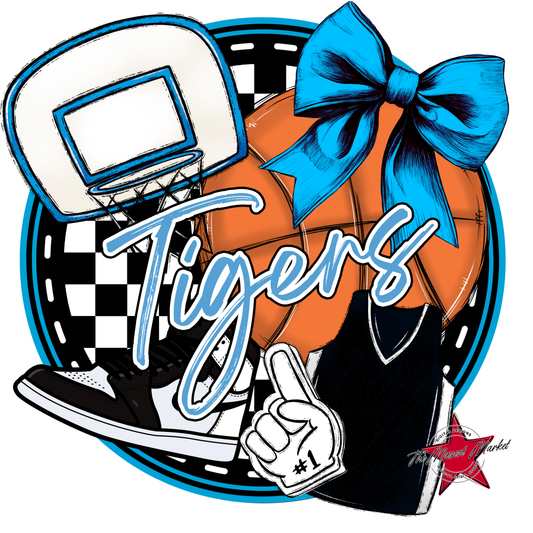 Tigers Circle Basketball Design-Carolina Blue