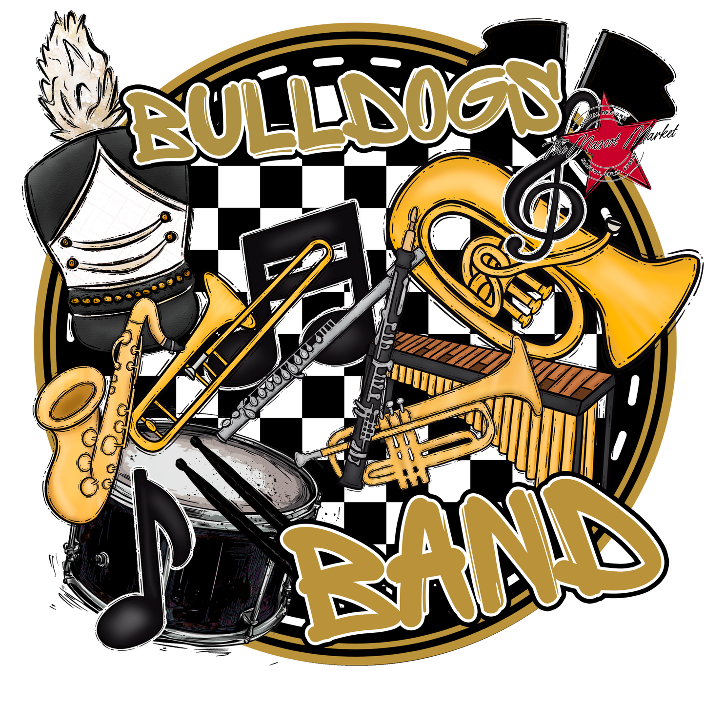 Bulldogs Circle Band Design-Gold