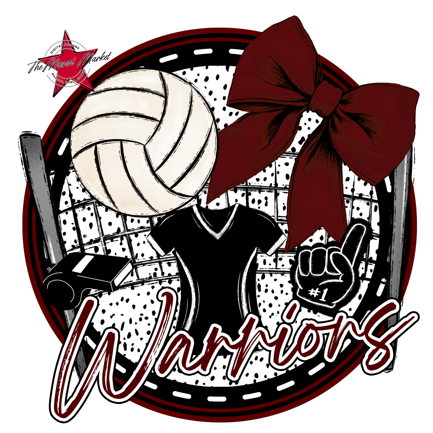 Warriors Circle Volleyball Design-Maroon