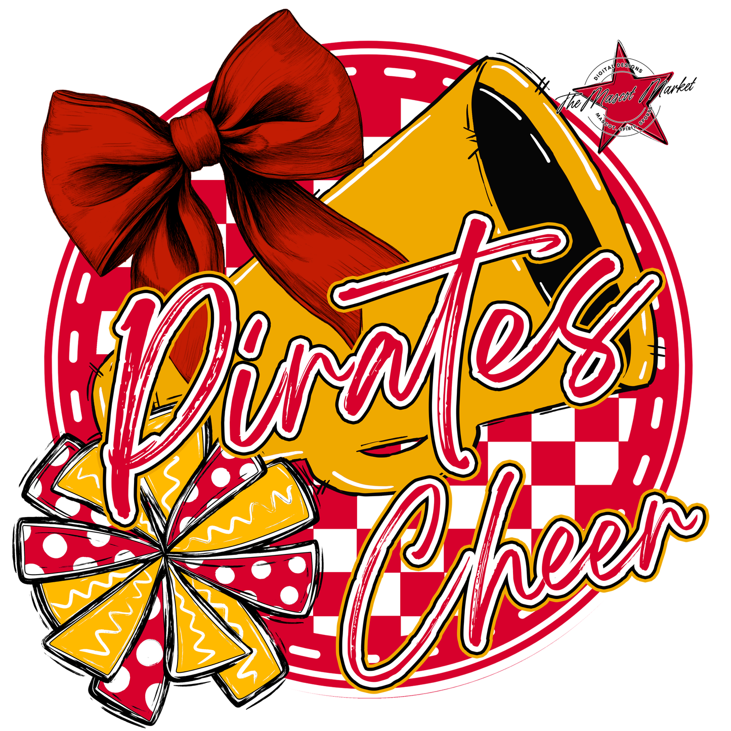 Pirates Circle Cheer Design-Red-Yellow