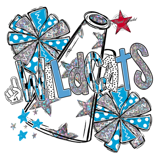 Wildcats Cheer Megaphone Scrape-Carolina Blue