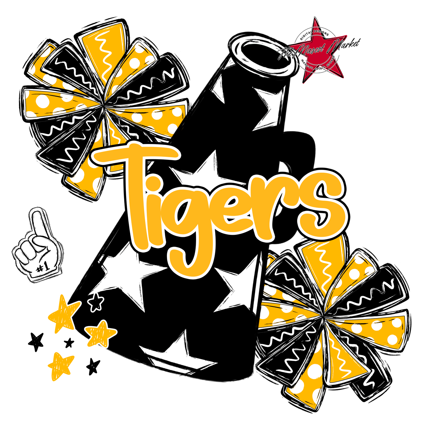 Tigers Alpha Megaphone Design-Yellow