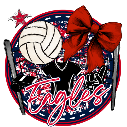 Eagles Circle Volleyball Design-Navy-Red