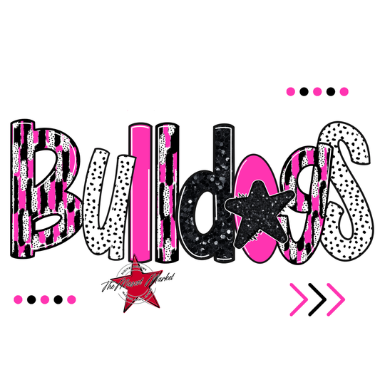 Bulldogs Brushstroke Alpha w Arrows-Pink