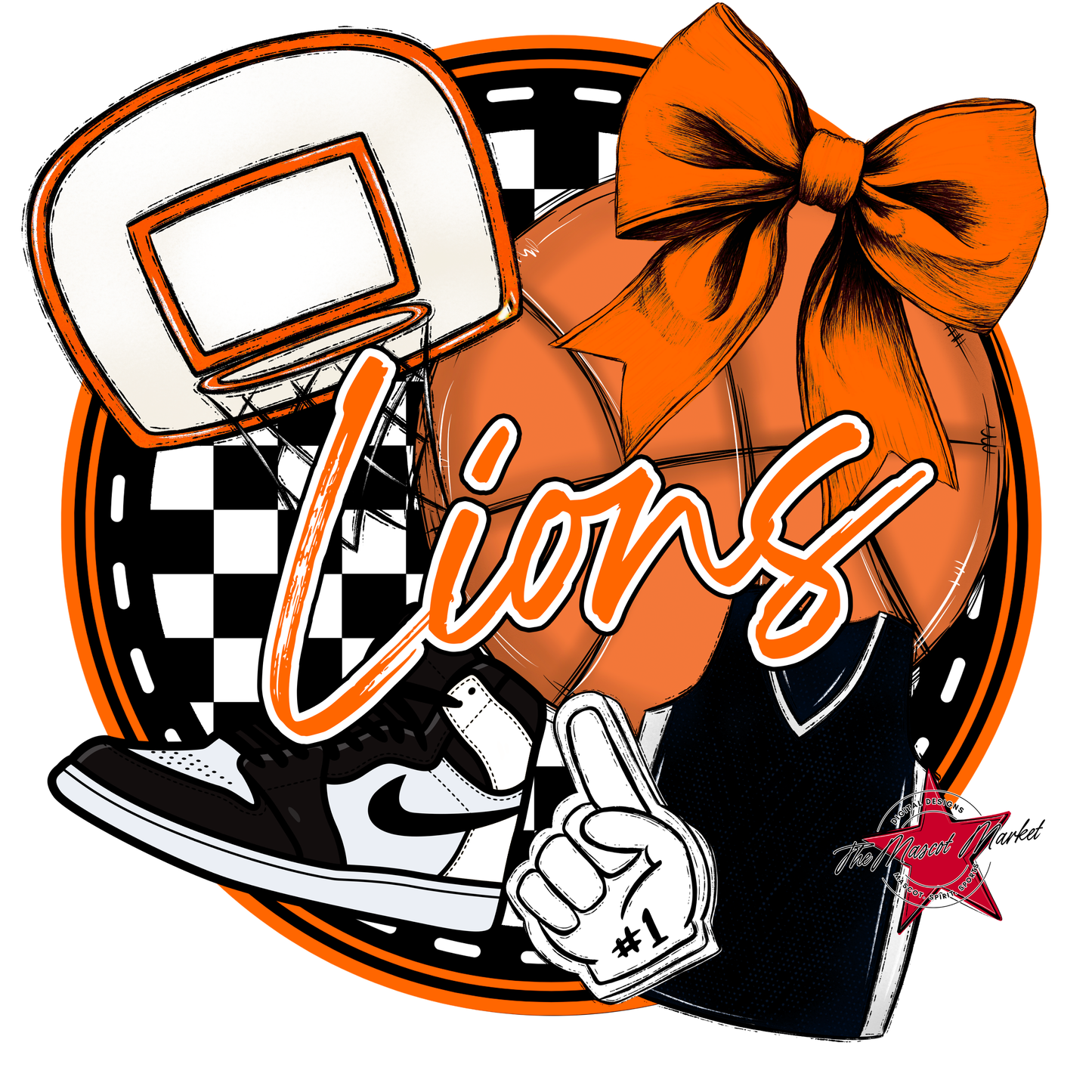 Lions Circle Basketball Design-Orange
