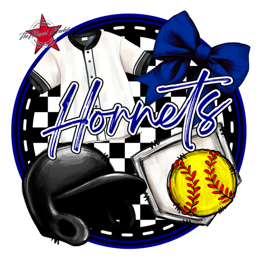 Hornets Circle Softball Design-Blue