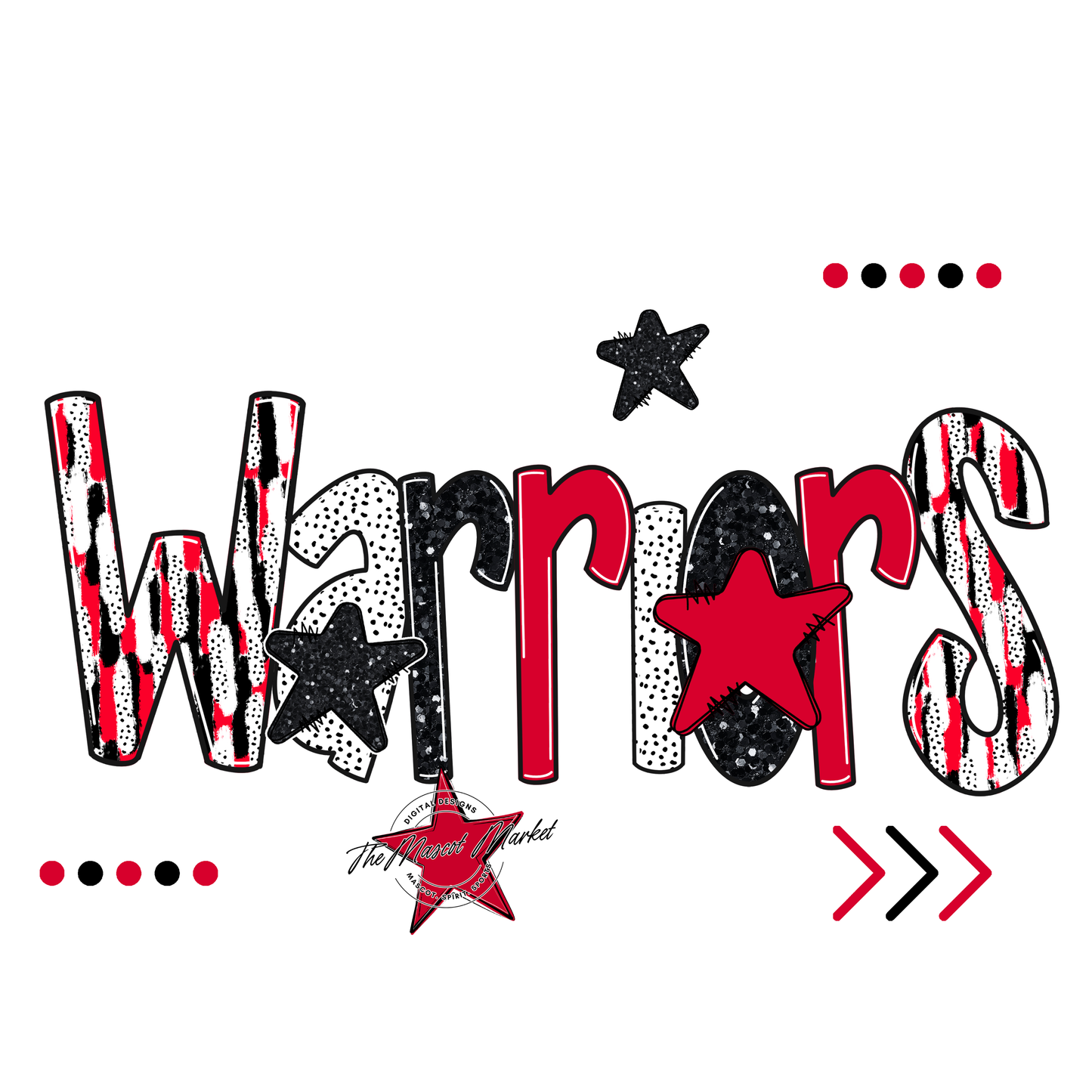 Warriors Brushstroke Alpha w Arrows-Red