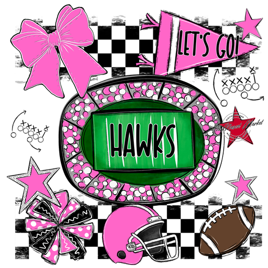 Hawks Checkers Spirit Design-Baby Pink