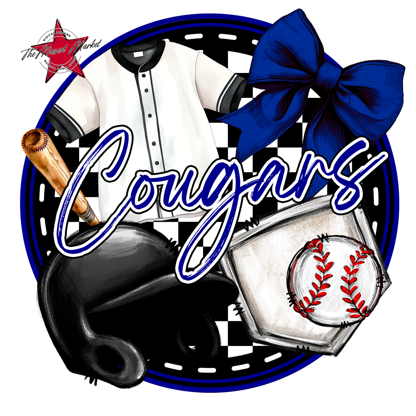 Cougars Circle Baseball Design-Blue