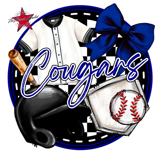 Cougars Circle Baseball Design-Blue