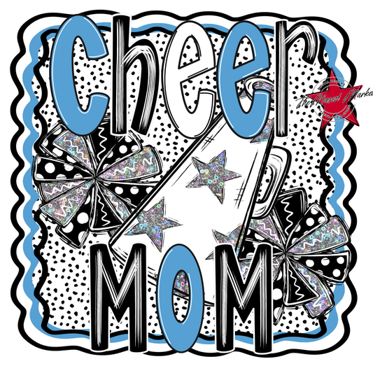 Cheer Mom Megaphone Dot Design-Carolina Blue