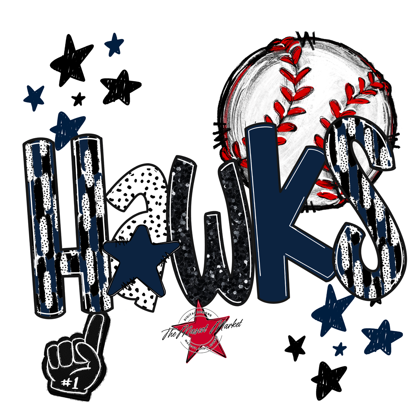 Hawks Baseball Scrape-Navy