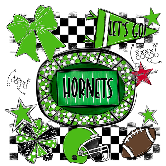 Hornets Checkers Spirit Design-Bright Green