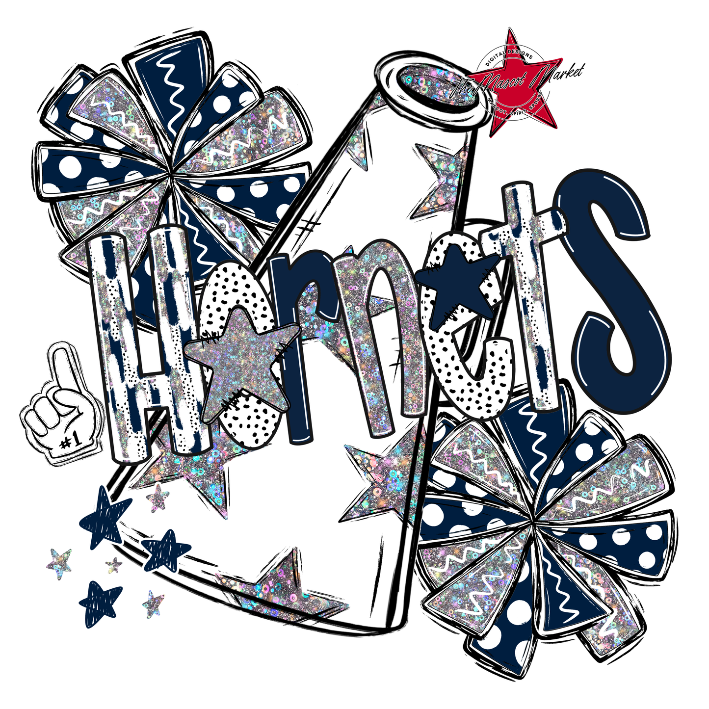 Hornets Cheer Megaphone Scrape-Navy