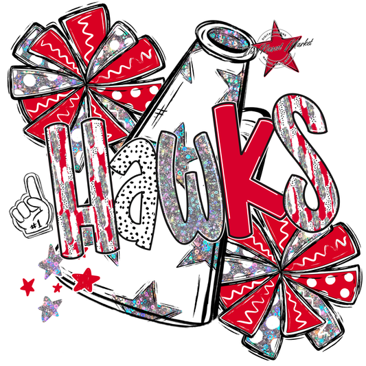 Hawks Cheer Megaphone Scrape-Red