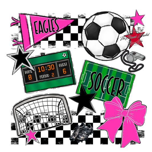 Eagles Soccer Checkers Design-Pink