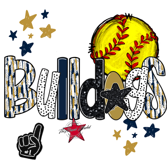 Bulldogs Softball Scrape-Navy-Gold