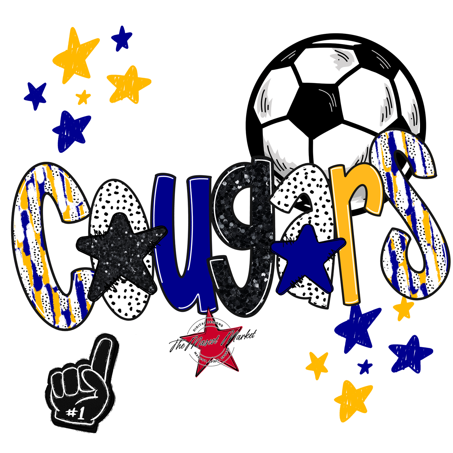 Cougars Soccer Scrape-Blue-Yellow