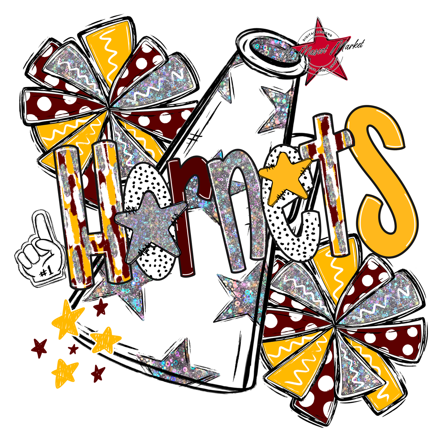 Hornets Cheer Megaphone Scrape-Maroon-Yellow