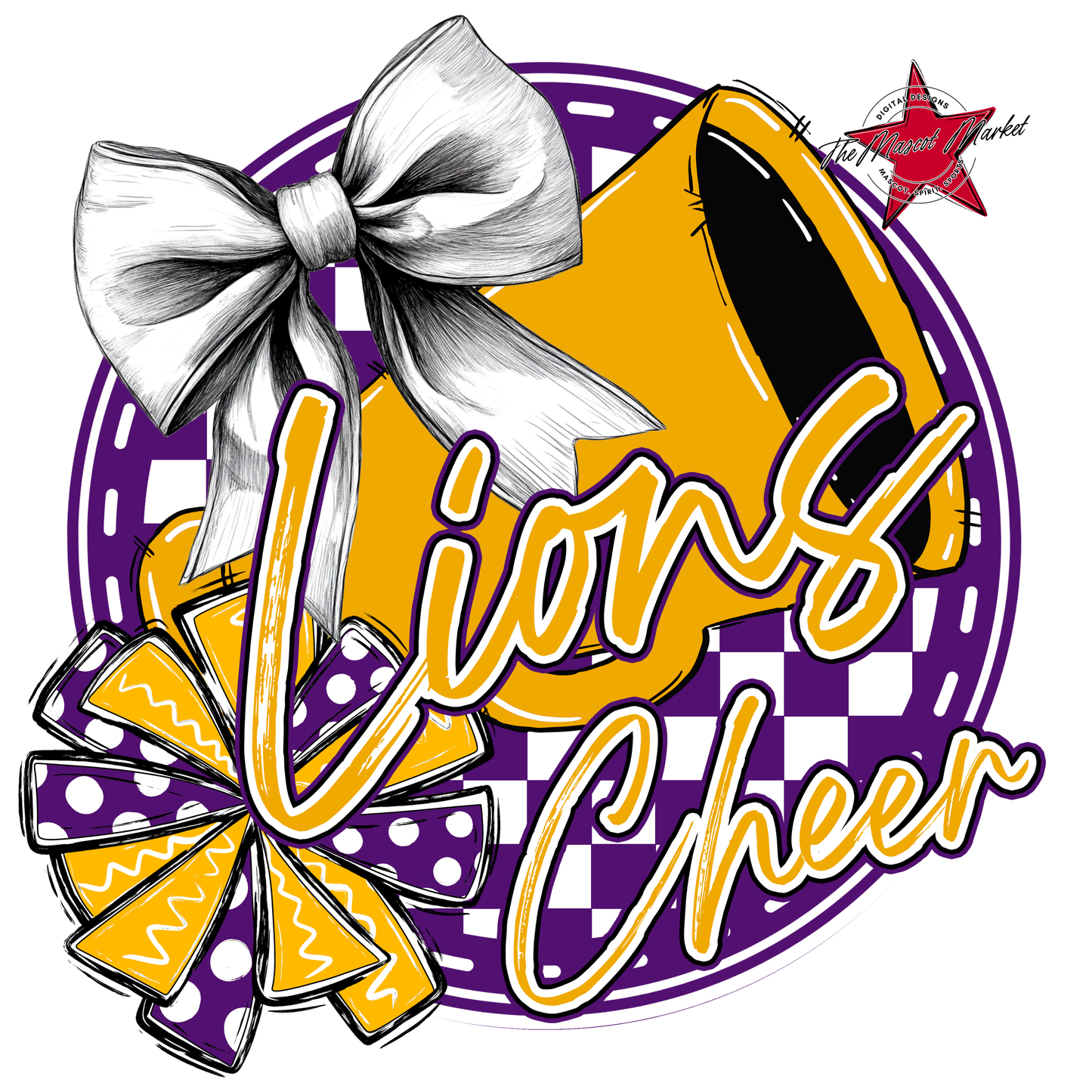 Lions Circle Cheer Design-Purple-Yellow