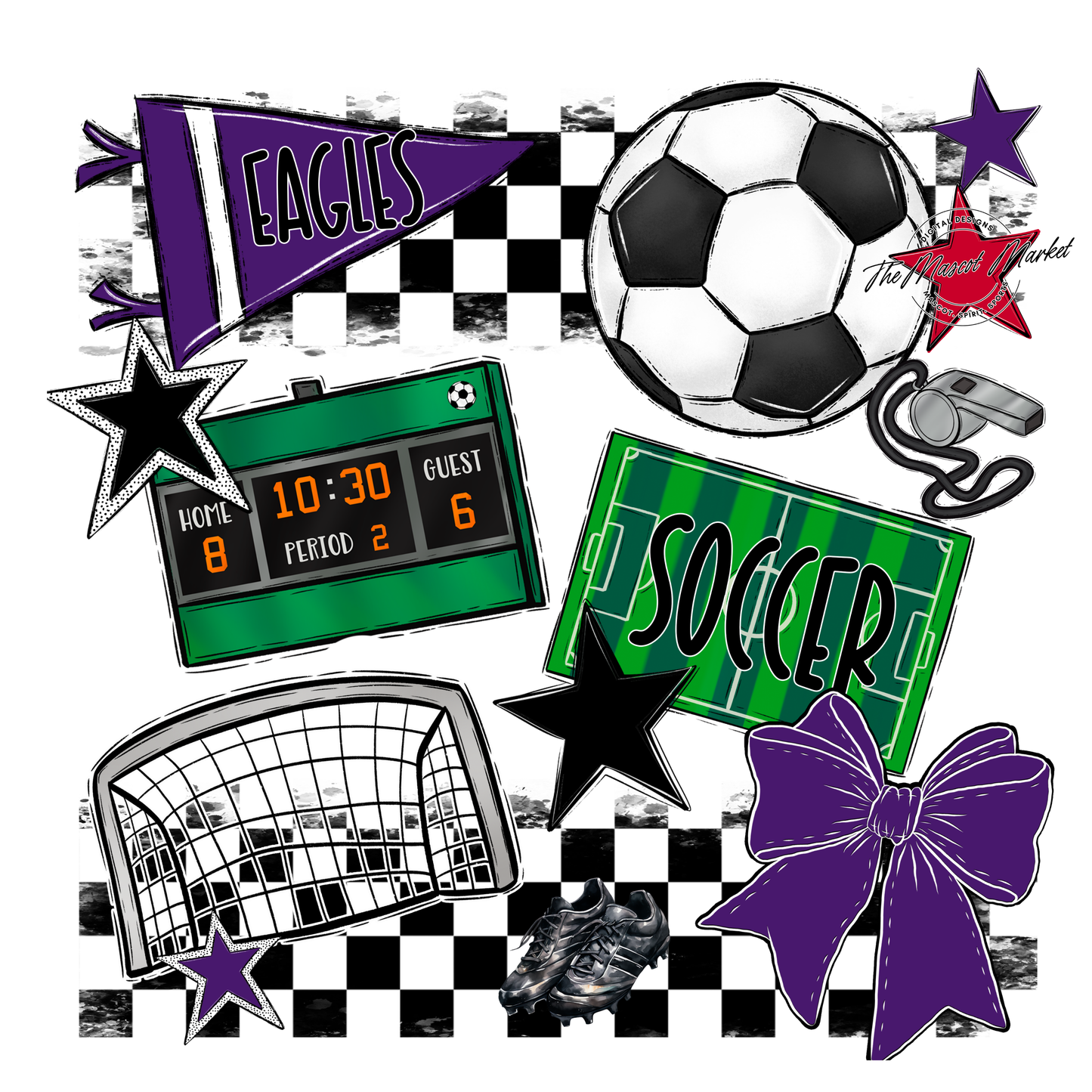 Eagles Soccer Checkers Design-Purple